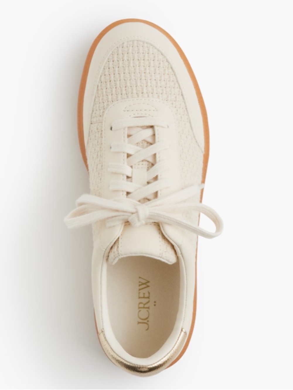J. Crew Crochet Knit Sneakers in Cream with Gum Sole - Picture 3 of 10